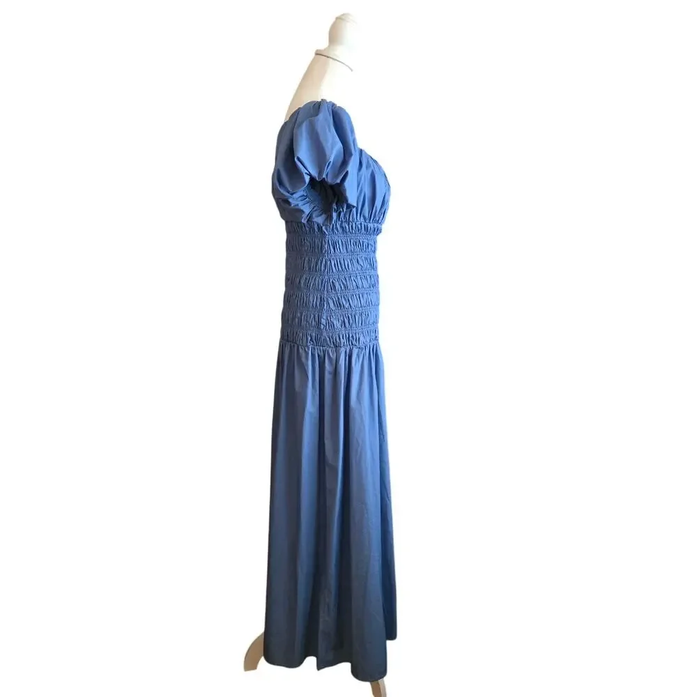 Romantic Milkmaid Peasant Puff Sleeve Smocked Maxi Dress M Abercrombie & Fitch